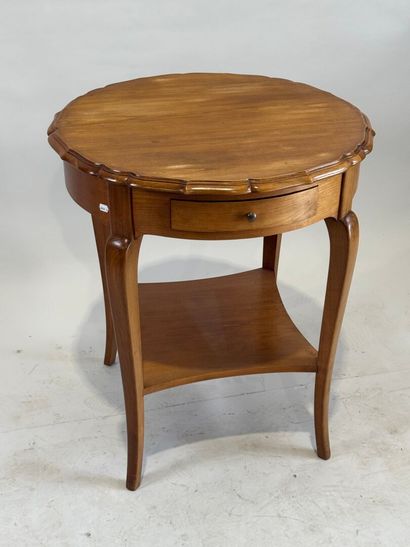 Curved pedestal table in molded wood, opening...