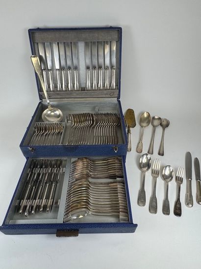 Set of silver-plated cutlery, filet pattern,...