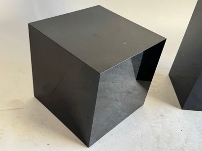 Set of two black lacquered sheaths, one cubic,...