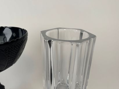 SEVRES France. Cut-edge crystal vase. H....