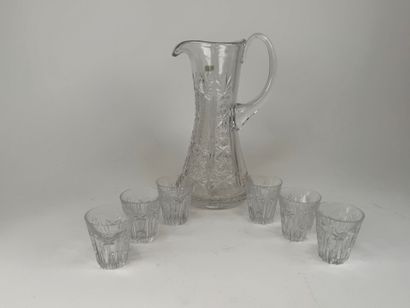 Cut crystal liqueur service with stylized...