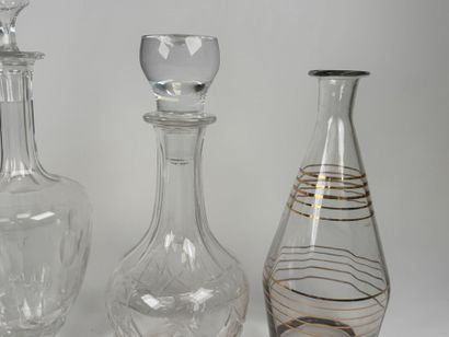 Pair of crystal decanters decorated with...