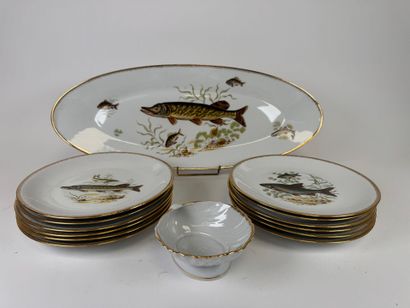 Part of a polychrome and gold porcelain fish...