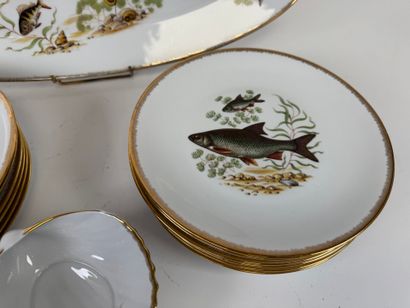 Part of a polychrome and gold porcelain fish...