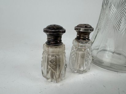 Set comprising: - glass and silver-plated...