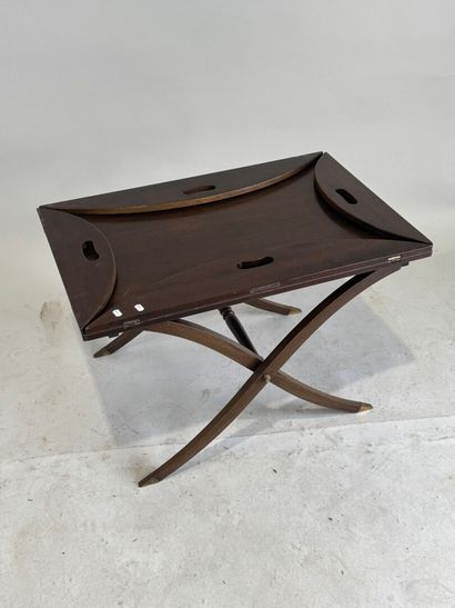 Stained wood marine table with removable...