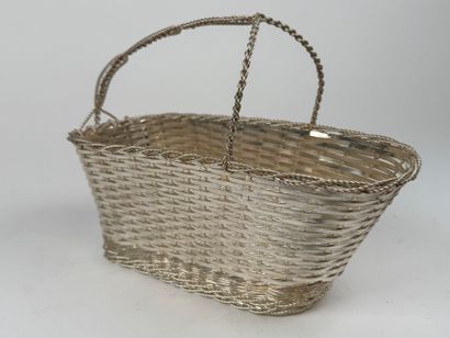 Silver-plated metal bottle holder with braided...