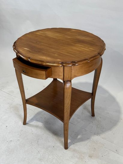 Curved pedestal table in molded wood, opening...