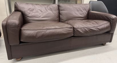 POLTRONE FRAU. 
Brown leather two-seater...
