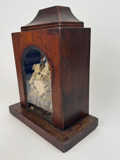 Small wooden and veneered display case, the...