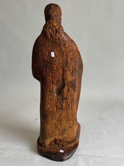 Wooden sculpture of an ecclesiastical figure....