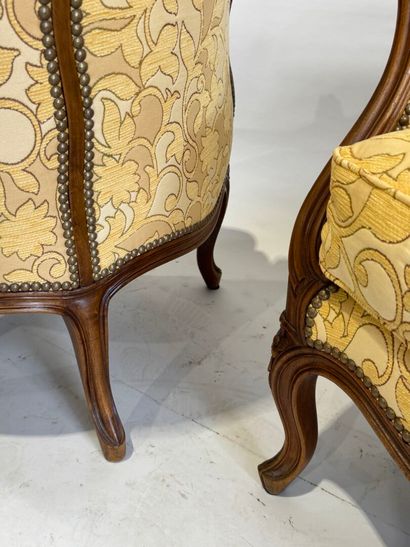 Pair of molded and carved beech bergères,...