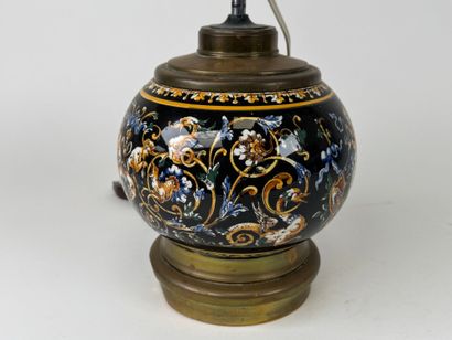 GIEN.
Polychrome earthenware ball lamp with...