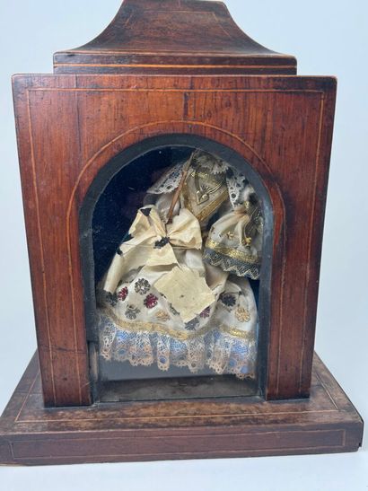 Small wooden and veneered display case, the...