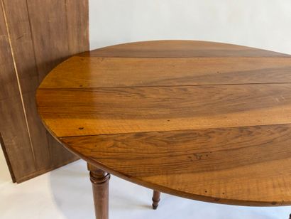 Walnut flap table with two flaps and two...