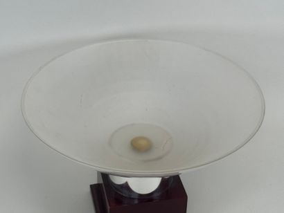 Large Art Deco bowl in wood, chromed metal...