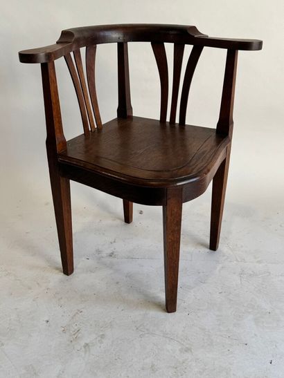 Oak corner armchair with double openwork...