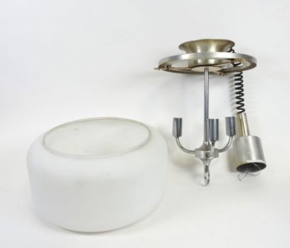 Suspension lamp in chromed metal with three...
