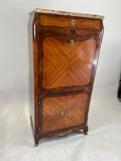 Wood and veneer writing desk opening with...