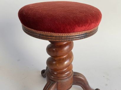 Molded wood tripod piano stool, twisted shaft,...