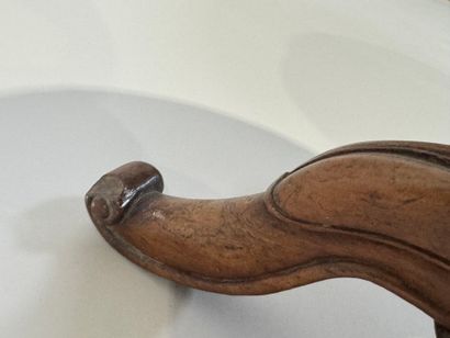 Circular tripod piano stool in molded wood,...