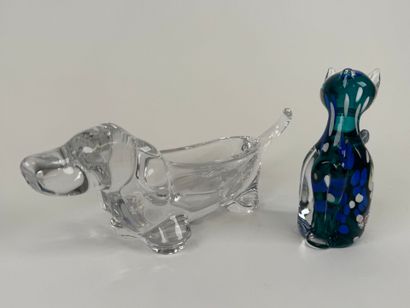 Lot comprising: - VANNAES, crystal dachshund...