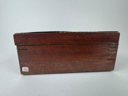 Wooden and marquetry token box, the lid decorated...
