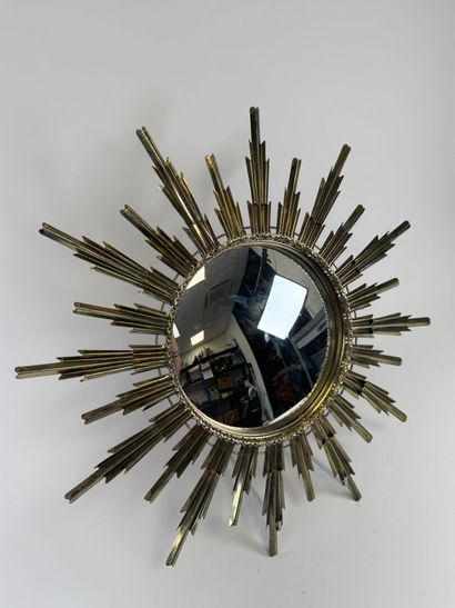 Circular Witch mirror in gilded and openwork...