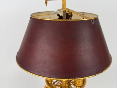 Gilt bronze and chased three-light 