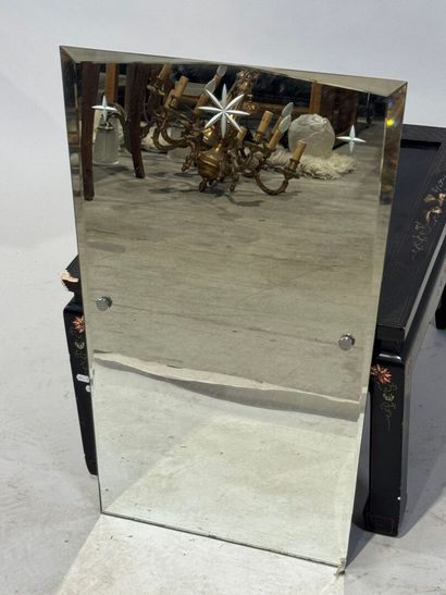 Molded and carved wood mirror with a frieze...
