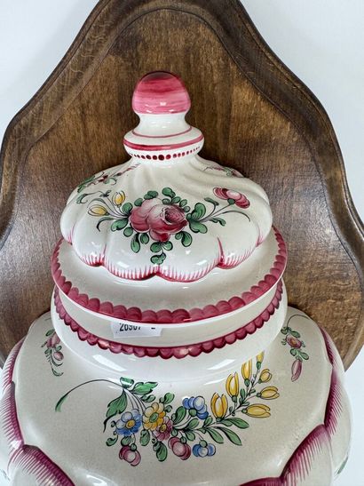 Polychrome earthenware fountain decorated...