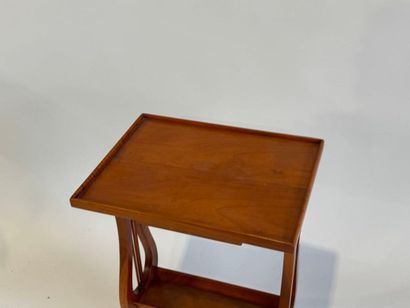 Small cherry wood table opening with a drawer,...