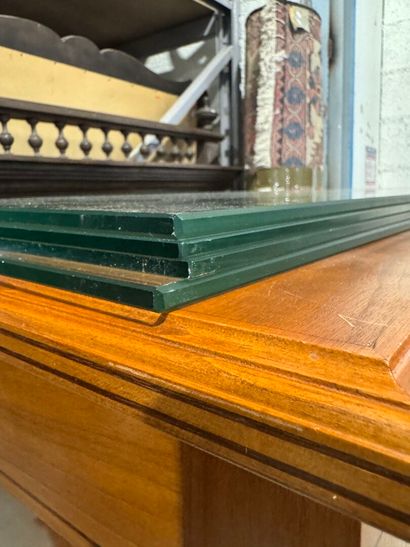 Three-door molded cherrywood display case,...