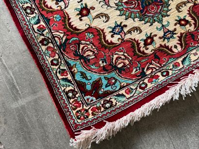 GHOUM. 
Hand-knotted polychrome silk carpet...