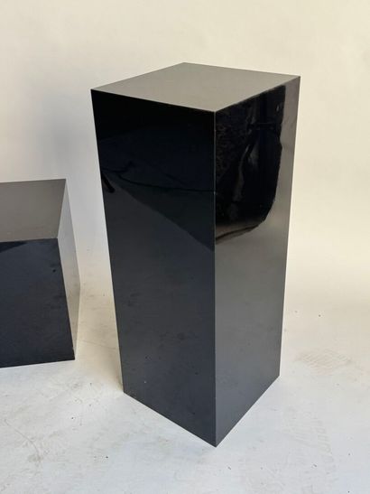 Set of two black lacquered sheaths, one cubic,...