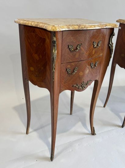 Pair of bedside tables in wood, rosewood...