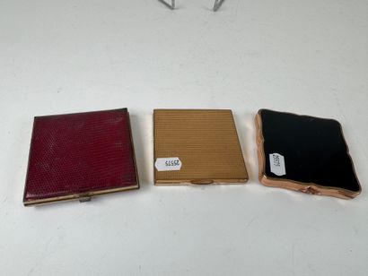 Three powder cases in gilded and lacquered...