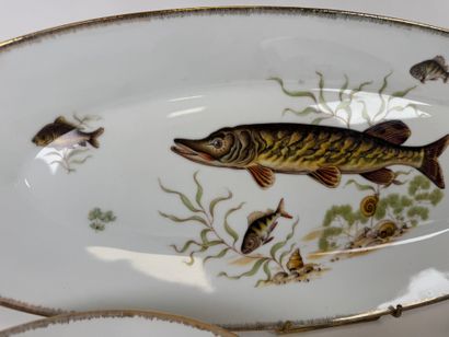 Part of a polychrome and gold porcelain fish...