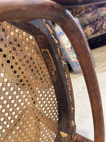 THONET.
Pair of bentwood armchairs, caned...