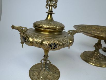 Various objects in brass and gilt and chased...