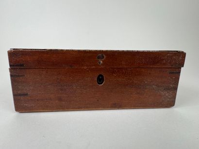 Wooden and marquetry token box, the lid decorated...