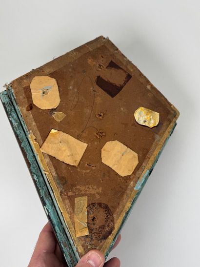 Reliquary diamond-shaped wooden frame, the...