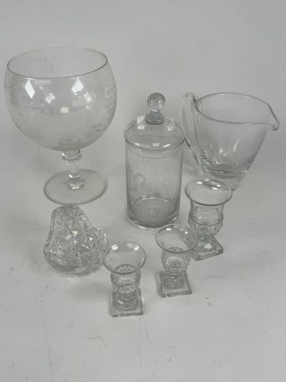 Crystal and glass lot including :
- large...
