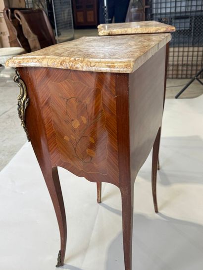 Pair of bedside tables in wood, rosewood...