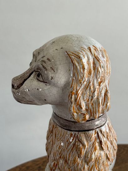Pair of large crackled and polychromed earthenware...
