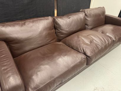 POLTRONE FRAU. 
Three-seat brown leather...