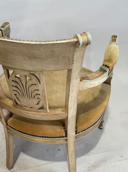 Pair of armchairs in molded wood, lacquered...