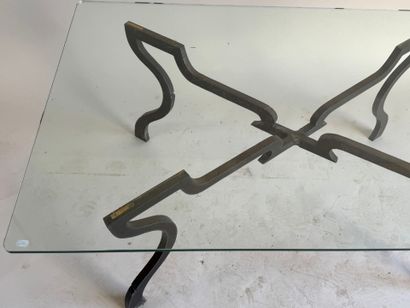 Rectangular coffee table with wrought-iron...
