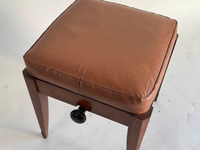 Molded wood piano stool, leather seat, height...