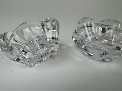 DAUM France. Pair of molded crystal salerons,...